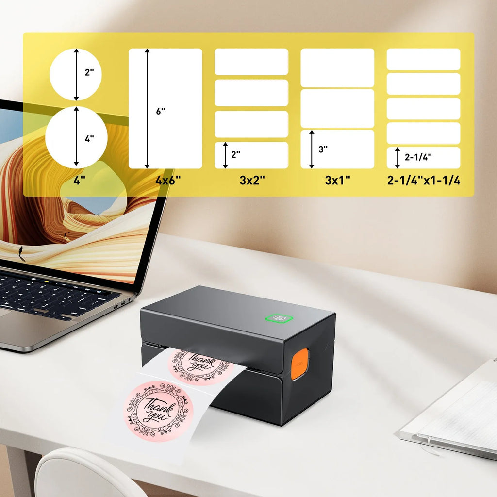 Black thermal label printer with USB interface for express order printing, 2kg weight