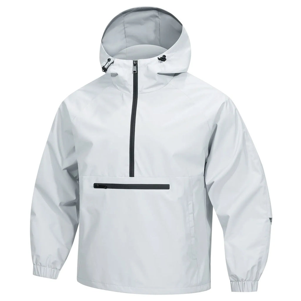 Men's Korean-style loose half-zip hooded corduroy jacket in rabbit fur blend