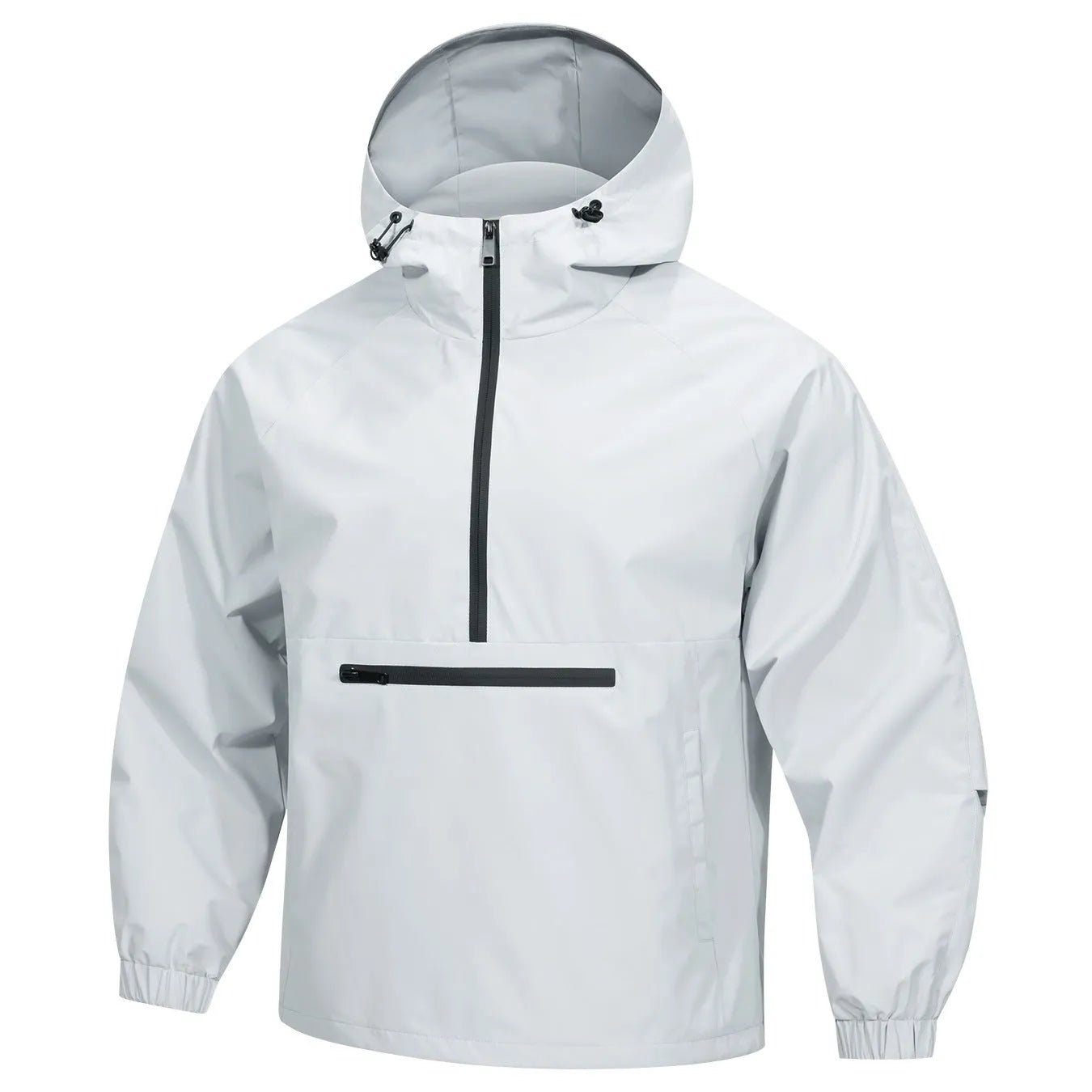 Men's Korean-style loose half-zip hooded corduroy jacket in rabbit fur blend