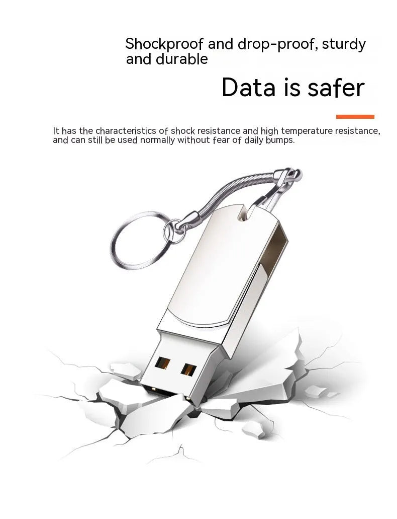 White rotating metal USB flash drive with 16GB capacity shown next to a ruler for scale.