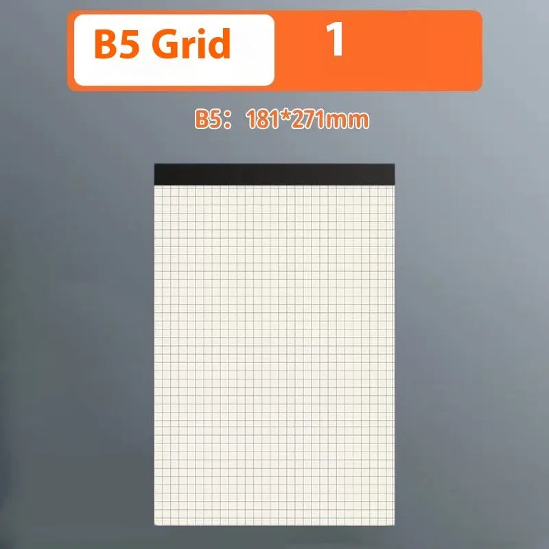 Writing pads in A4 A5 B5 sizes with 80 sheets, available in lines grid or blank page styles