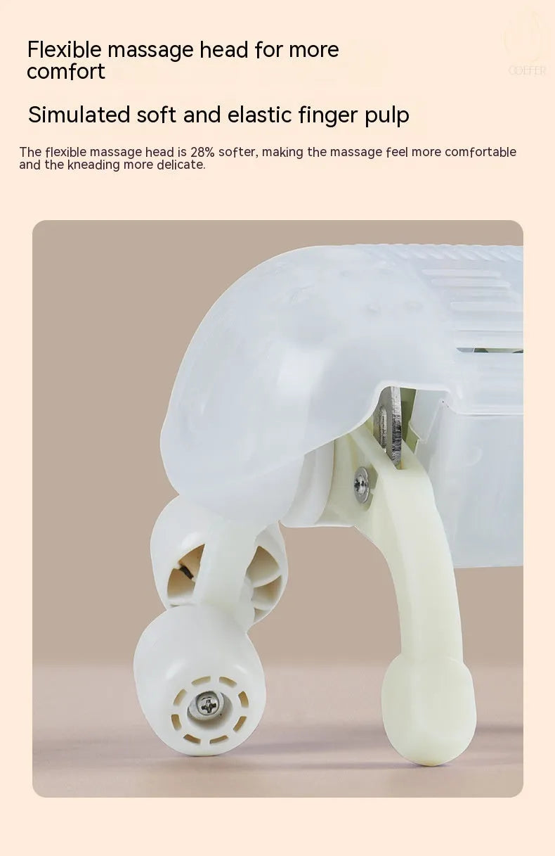 Milky white shoulder and neck massager with kneading mechanism and infrared therapy function