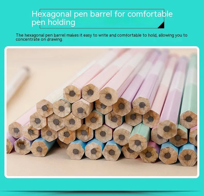 Basswood thermal transfer pencil with six-angle design in pack of 50 HB pencils