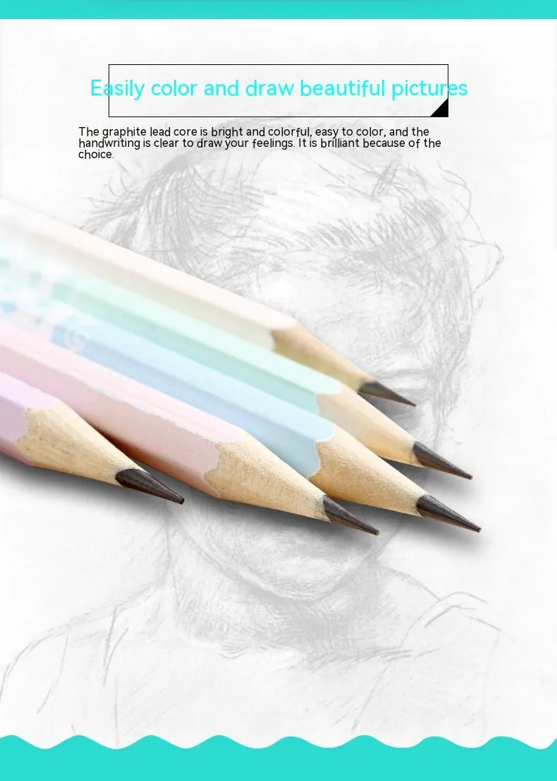 Basswood thermal transfer pencil with six-angle design in pack of 50 HB pencils