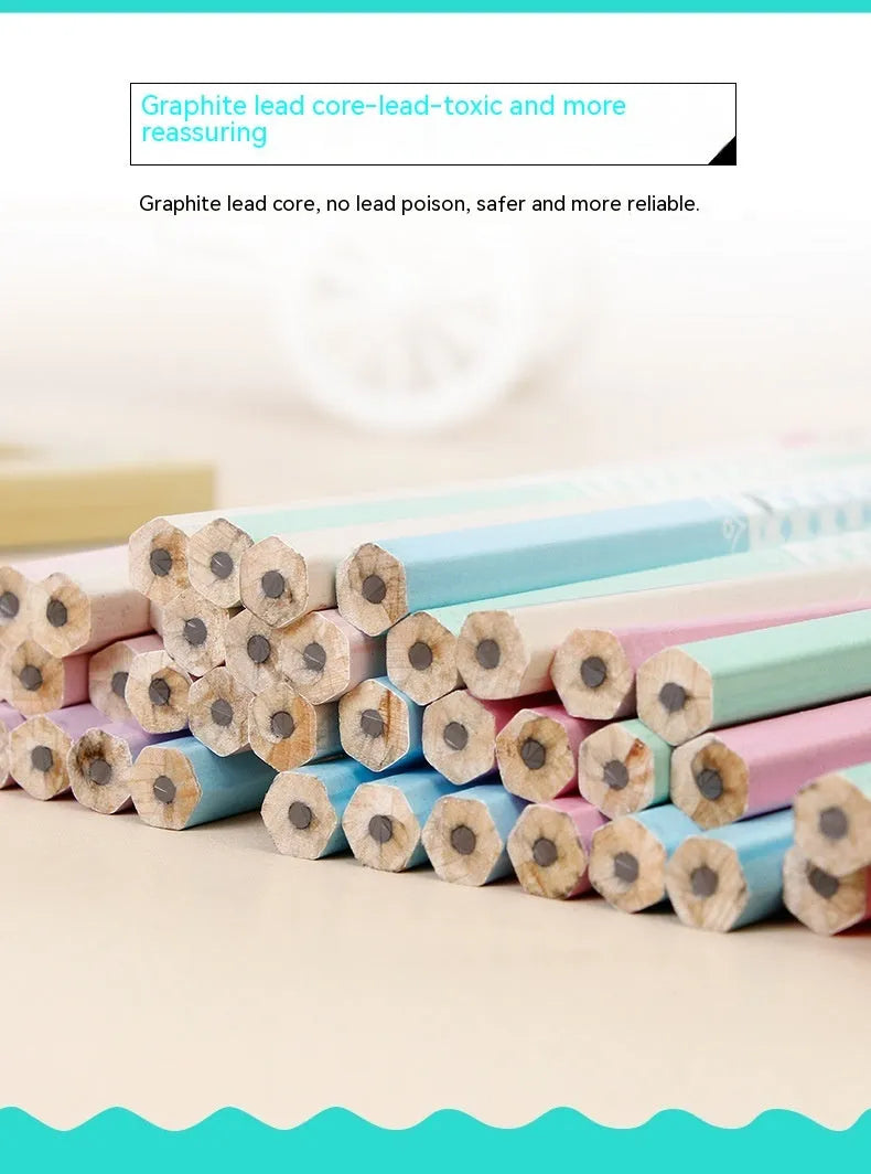 Basswood thermal transfer pencil with six-angle design in pack of 50 HB pencils