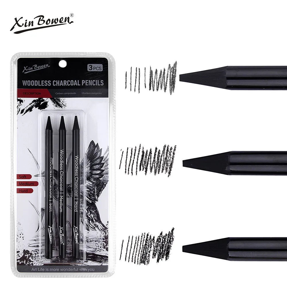 Graphite sketching pencil set with six art grades from HB to EE in wood-free construction
