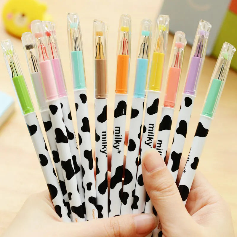 Cow colour pattern gel pen with 0.38mm tip and 12 coloured refills