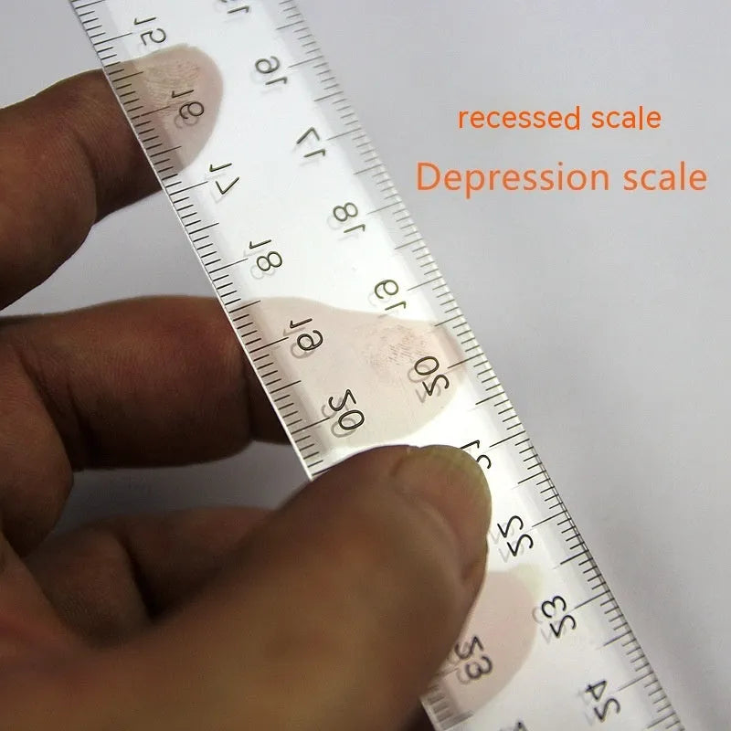 Plastic T-square ruler with British/metric markings in transparent or orange yellow colour options