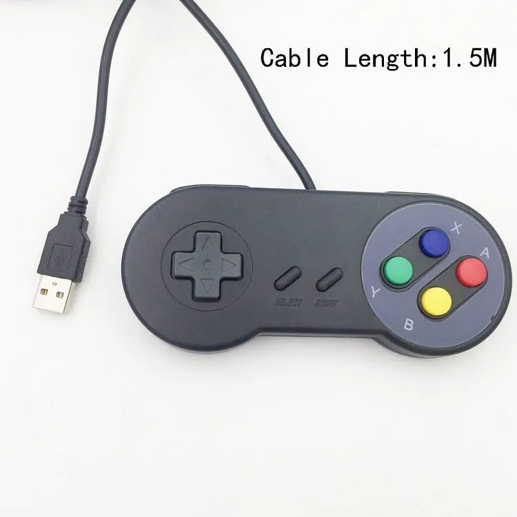 Black PC USB game controller with 1.5m cable and ABS construction