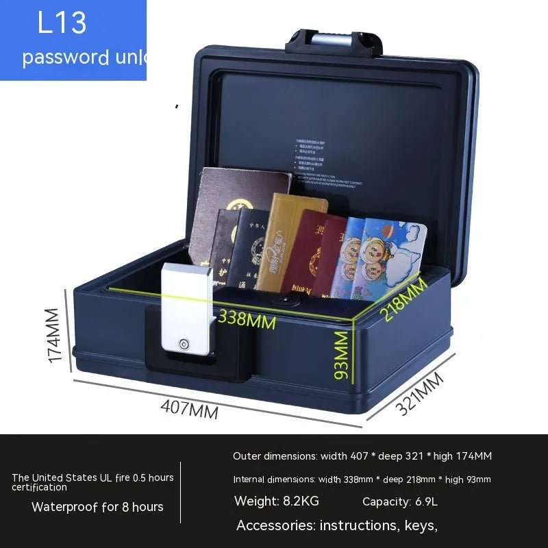 Small portable zinc alloy safe box with 3-digit combination dial and key