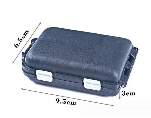 Fishing tackle storage box with 10 compartments in black, green, or blue colour options