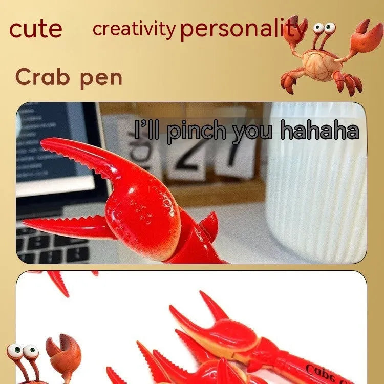 Pressing crab clip ballpoint pen with playable claw mechanism