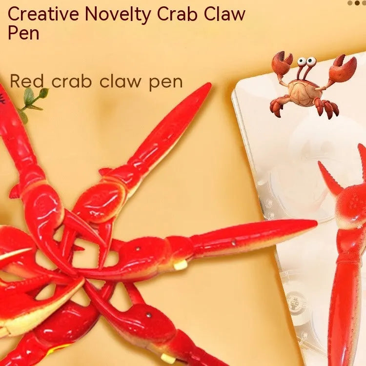 Pressing crab clip ballpoint pen with playable claw mechanism