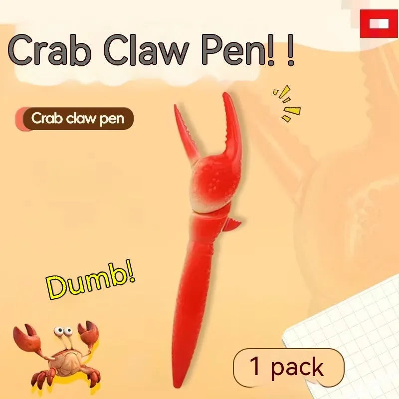 Pressing crab clip ballpoint pen with playable claw mechanism