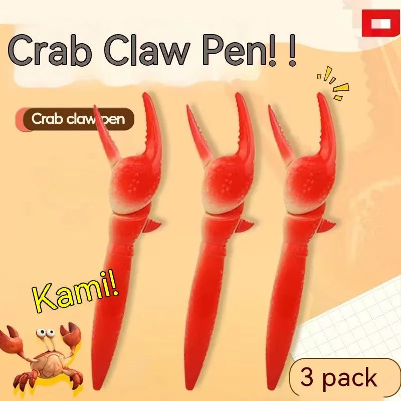 Pressing crab clip ballpoint pen with playable claw mechanism