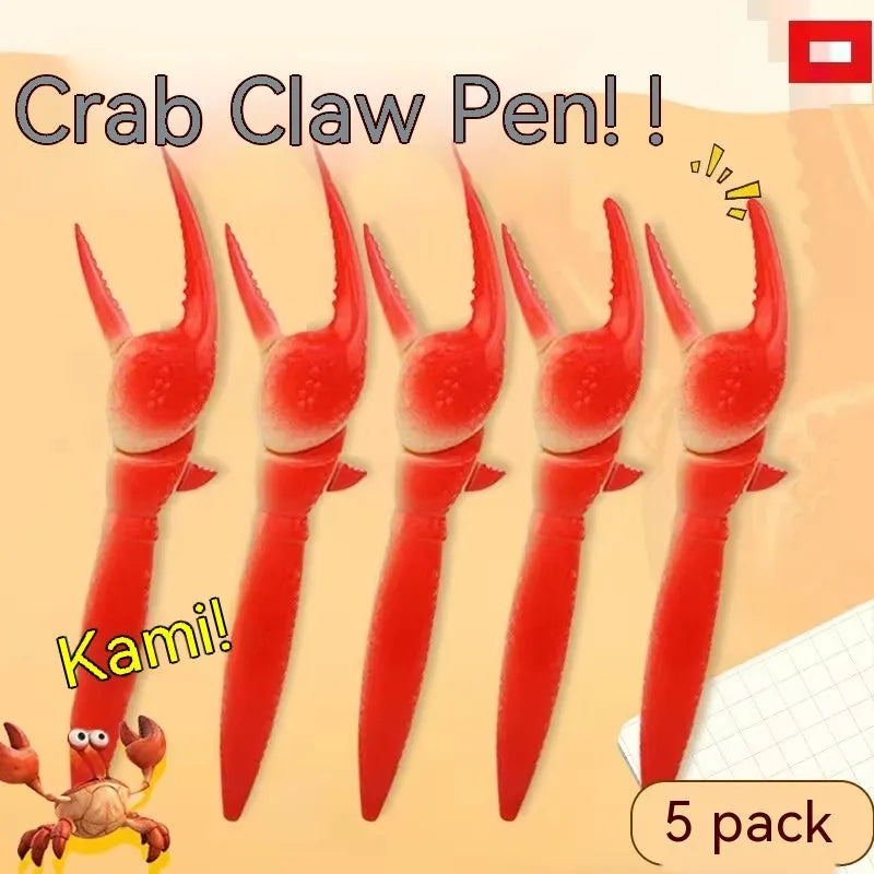 Pressing crab clip ballpoint pen with playable claw mechanism