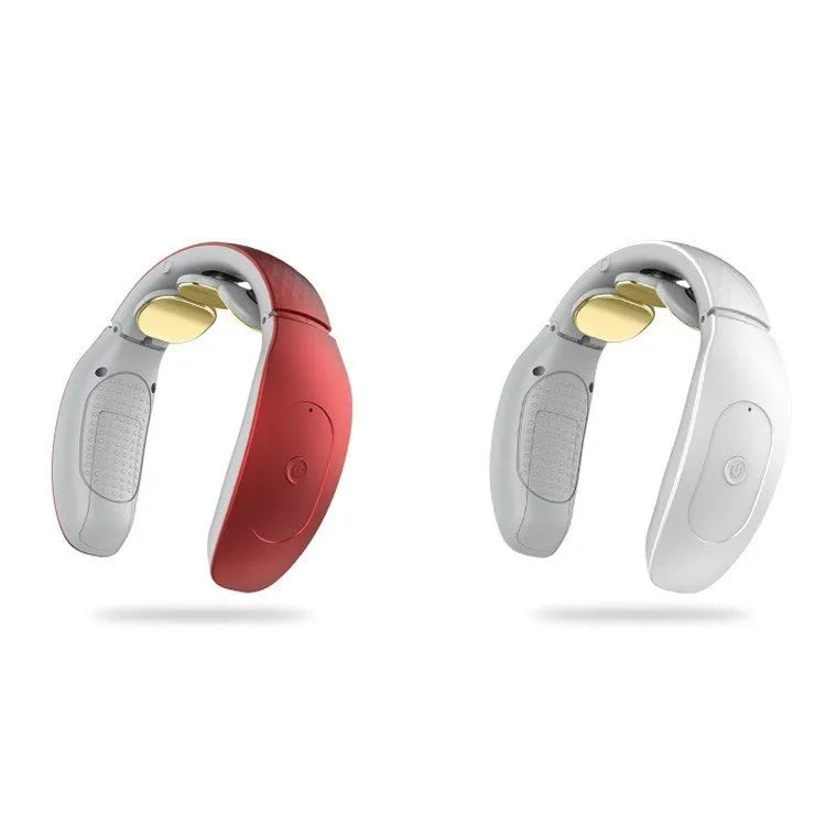 Intelligent cervical massager handheld device in red or white colour with three contact points