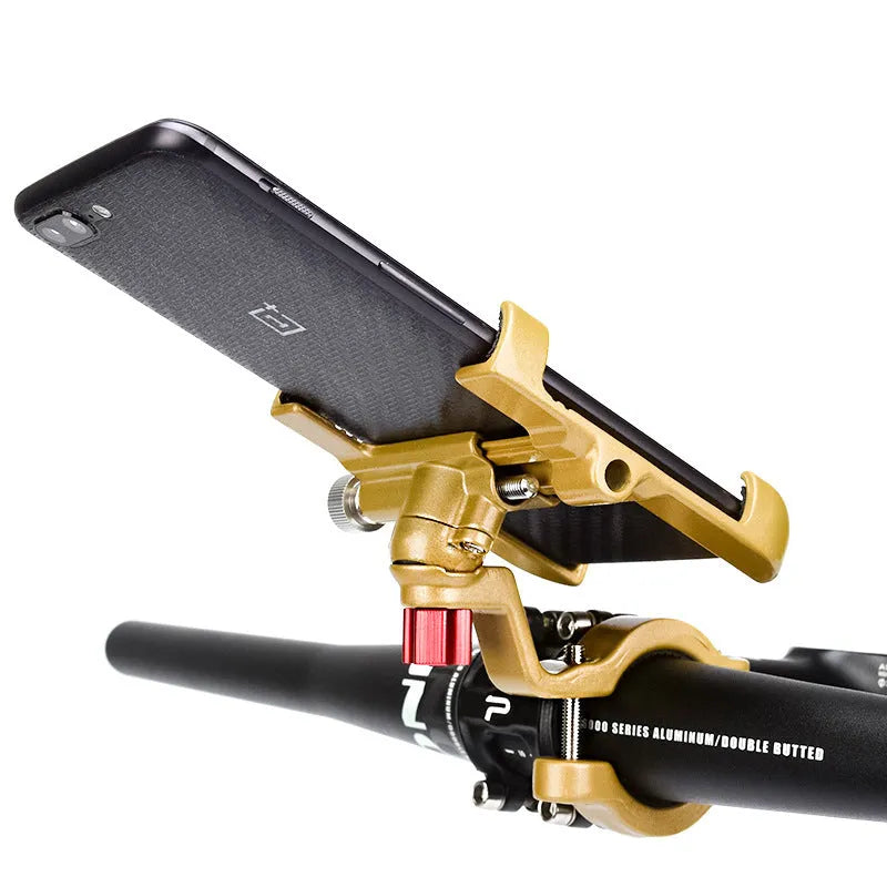 Motorcycle phone holder with 360 degree rotation in aluminium alloy on handlebar