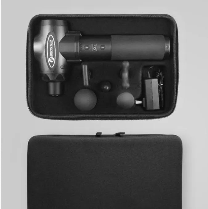 Muscle relaxation massager in black or white with adjustable speed control and lithium battery