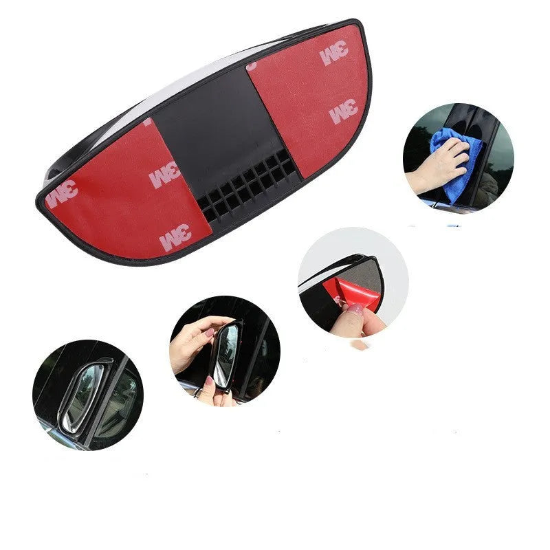 Black and white universal wide-angle car rearview mirror with dimensions 126mm by 48mm.