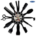 12 inch black art vinyl record wall clock with white clock face and hands