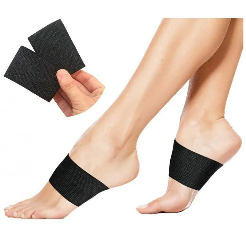 Elastic flat foot arch support bandage in heart and ordinary styles.