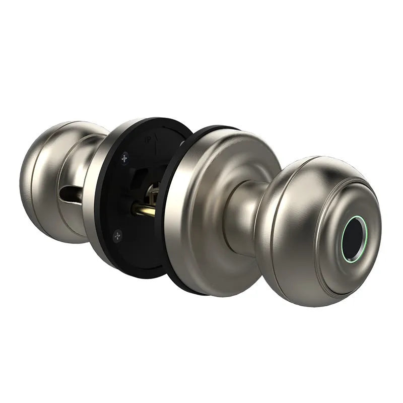Smart fingerprint lock for security door in black modern simplicity style with keyhole and sensor