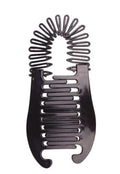 Retro fish-shaped plastic hair claw clip with metal crab clip, 13.5cm, black or brown, adjustable band