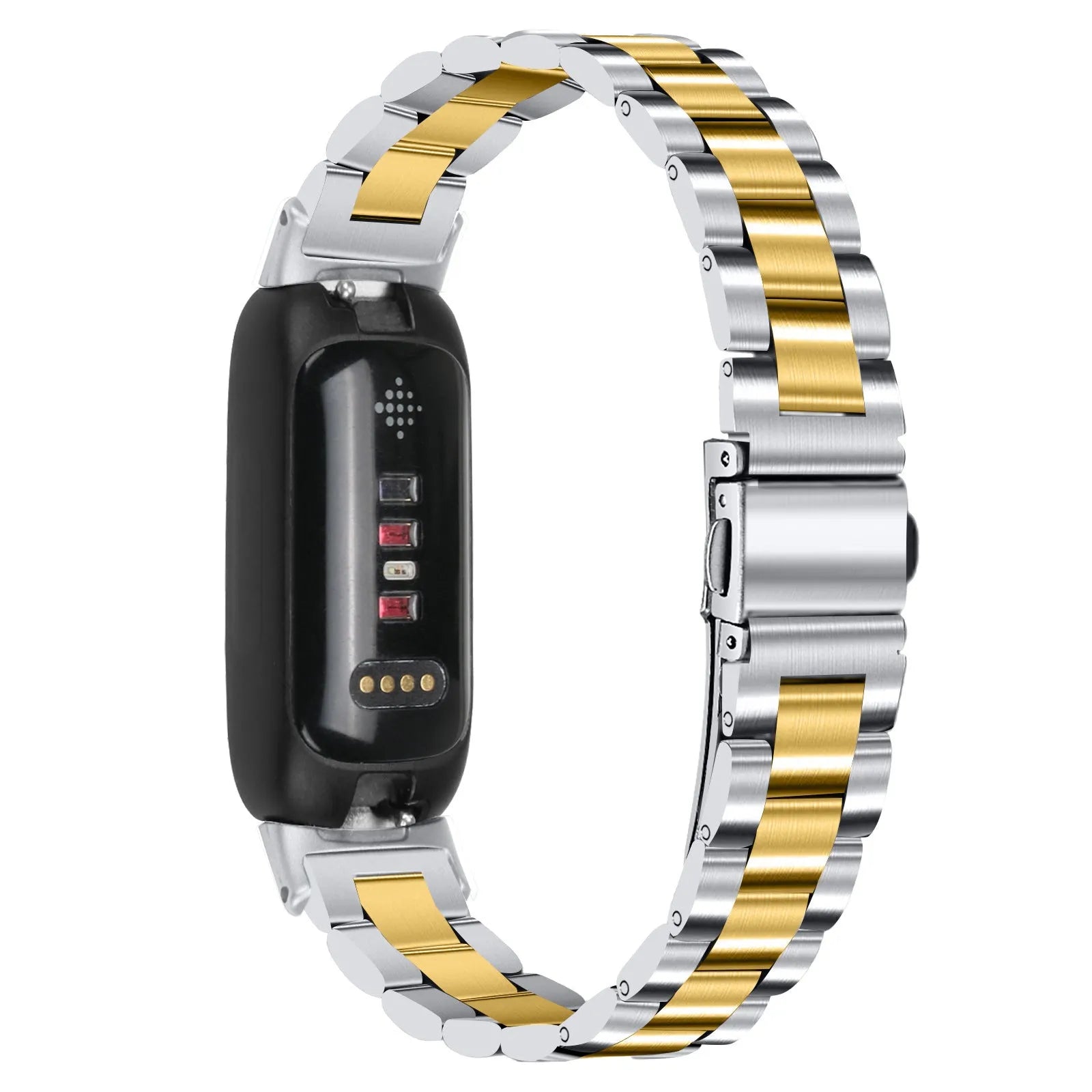 Stainless steel three-bead watch strap for Fitbit Inspire 3 in multiple colour options.