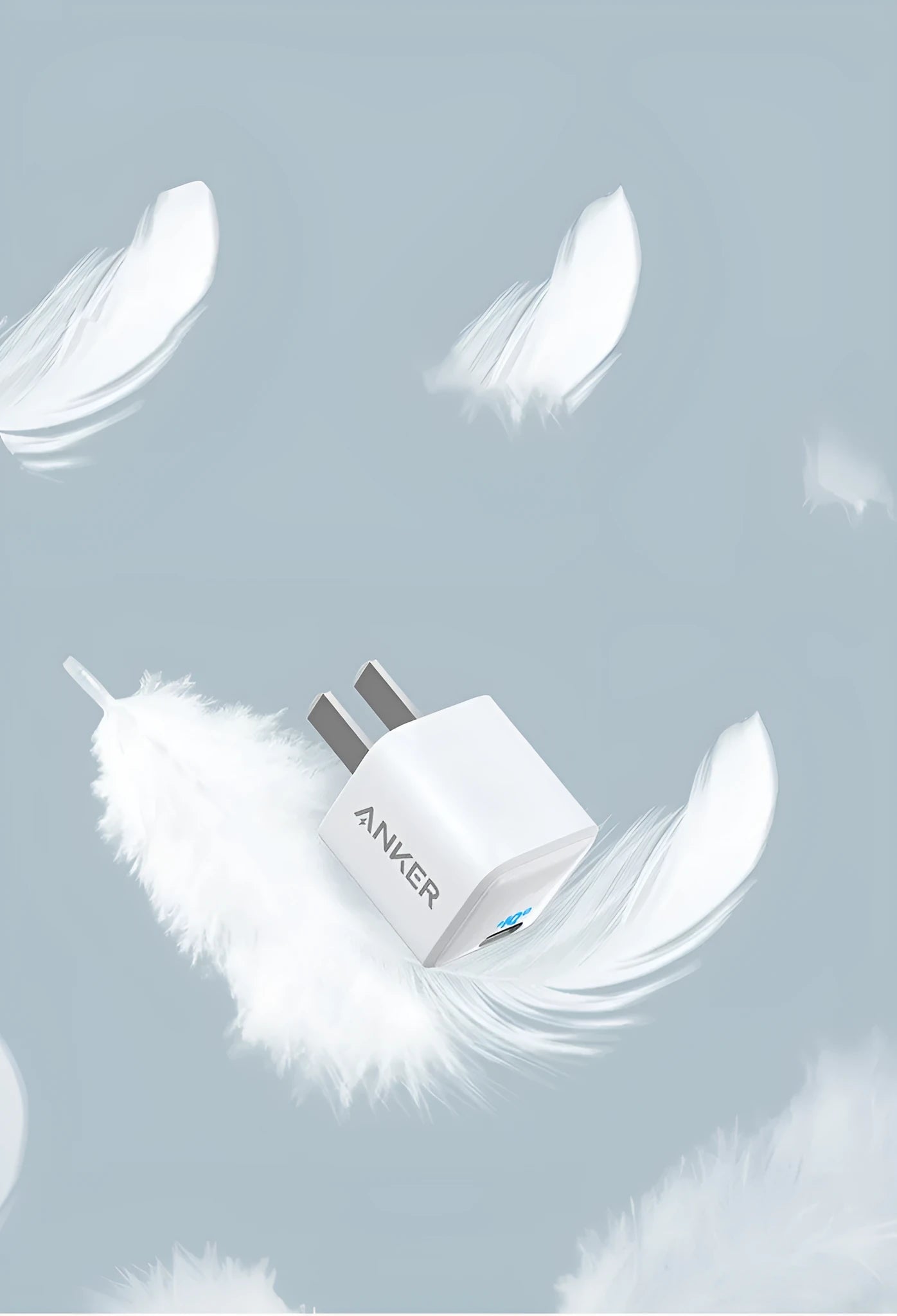 White USB travel charger with 18W power rating for mobile phone charging