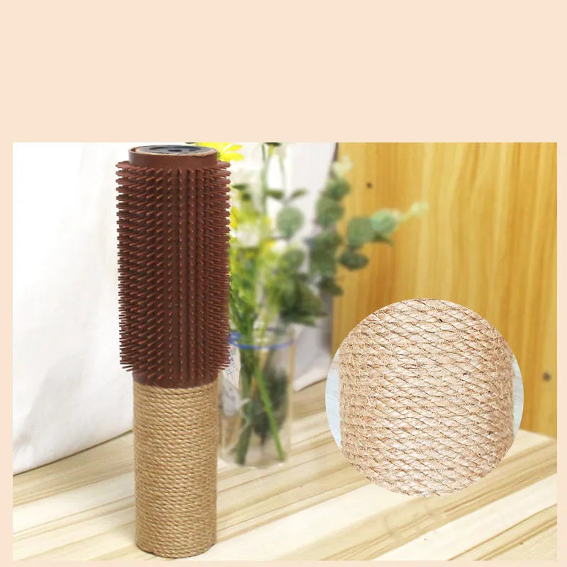 Brown sisal cat scratching post 30cm tall with square base