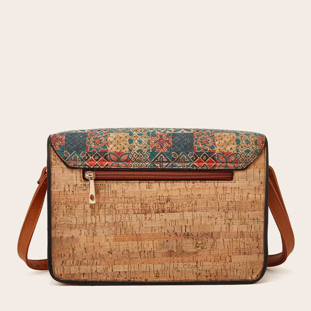 Women's large capacity one-shoulder crossbody bag in PU leather, showing the adjustable strap and one of the four available print designs.