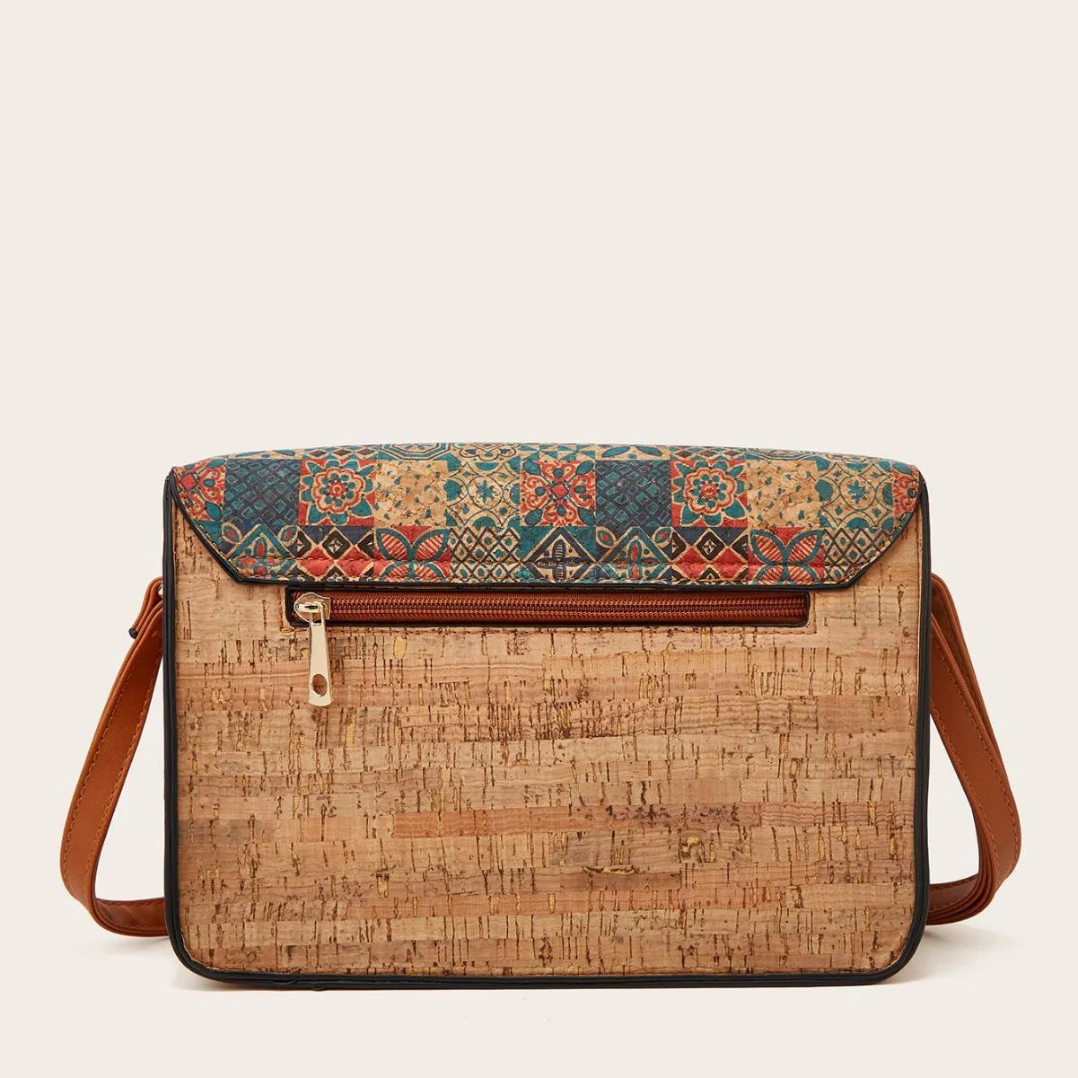 Women's large capacity one-shoulder crossbody bag in PU leather, showing the adjustable strap and one of the four available print designs.