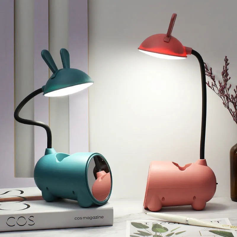 Cartoon USB desk lamp with pen container in modern simplicity design
