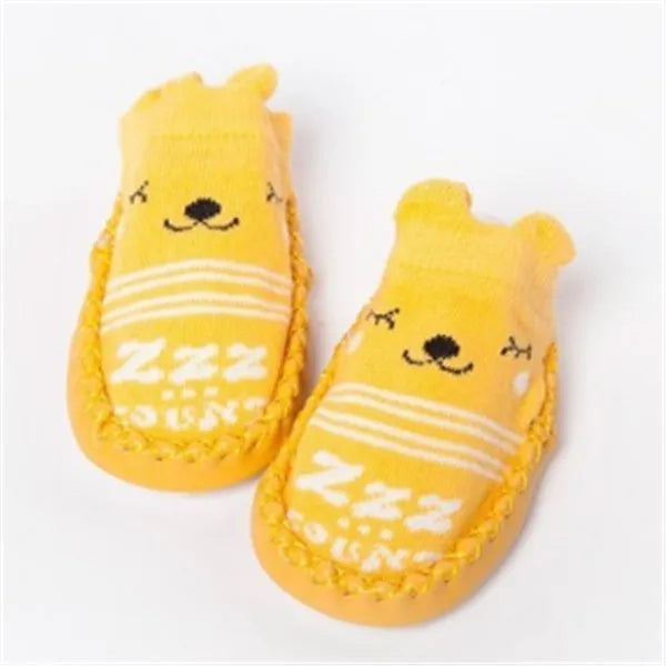 Baby floor socks in pink with anti-slip sole, combed cotton jacquard weave, size 11cm