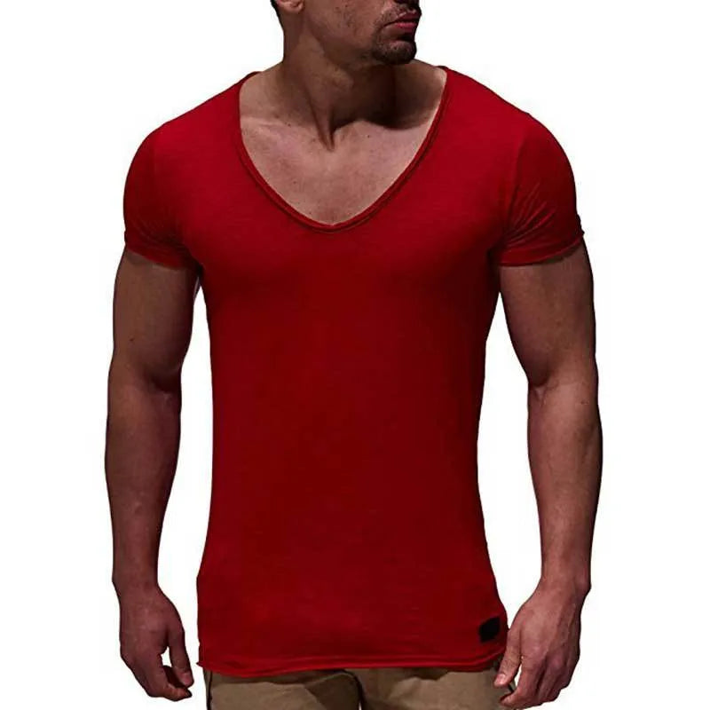 Men's v-neck short sleeve t-shirt in modal fabric, slim fit, available in multiple colours