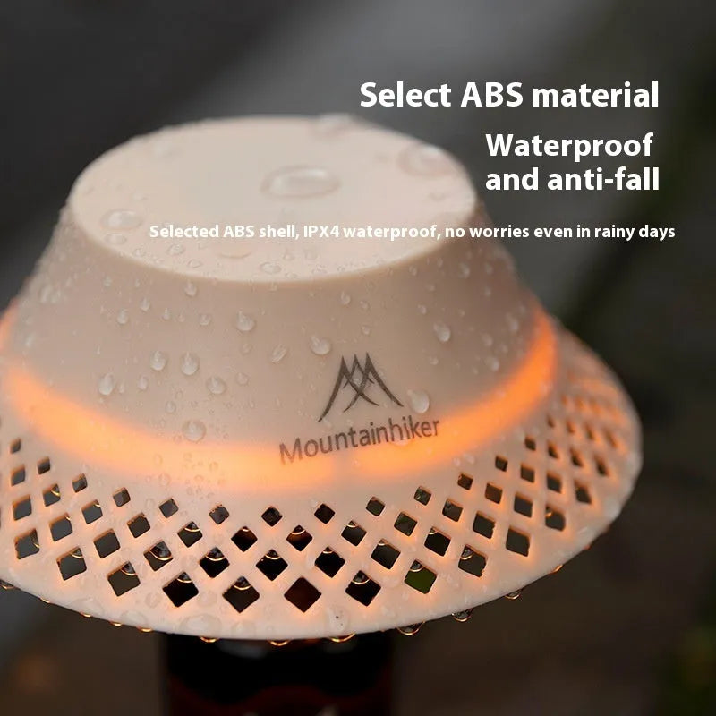 Beige wine bottle design camping lantern with USB-C charging port and three light mode settings