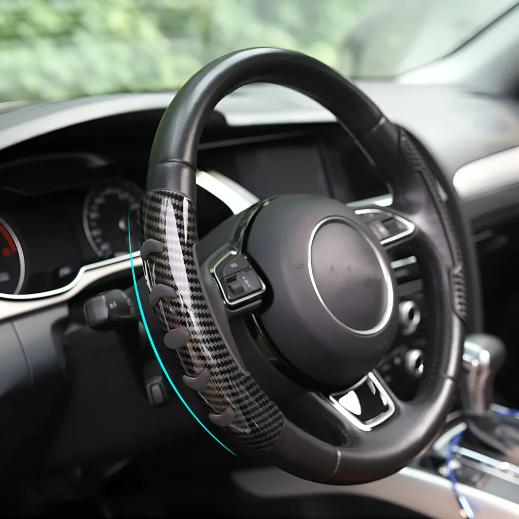 Carbon fibre black steering wheel anti-skid sleeve for 38cm diameter vehicle wheels