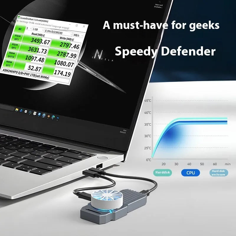 USB4 hard disk box for NVMe M.2 solid state drives with aluminium alloy enclosure