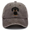 Retro washed baseball cap with printed Dachshund design in dome crown style
