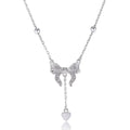 Women's 925 silver butterfly heart and bow pendant necklace on an adjustable O-ring chain.