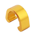 Set of ten small aluminium alloy C-shaped buckles in assorted colours including black, blue, gold, and pink.