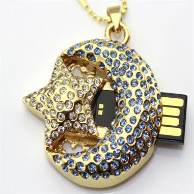 Metal jewellery USB flash drive with decorative casing showing USB connector