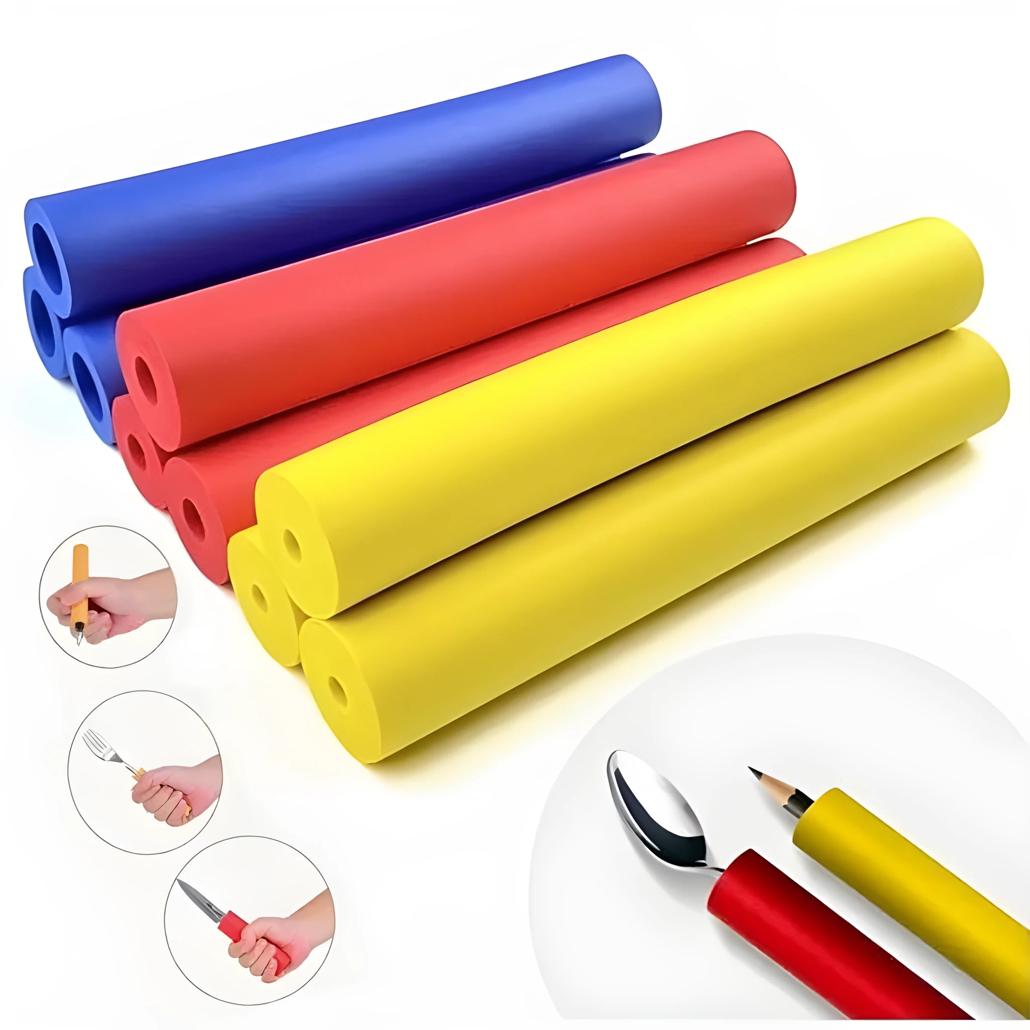 Rubber auxiliary grip hose for tableware pen tools showing inner diameters