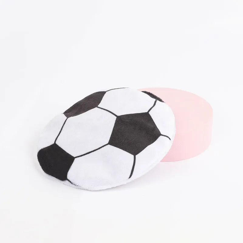 5cm catnip and crinkle disc toy with plush exterior in sports ball patterns
