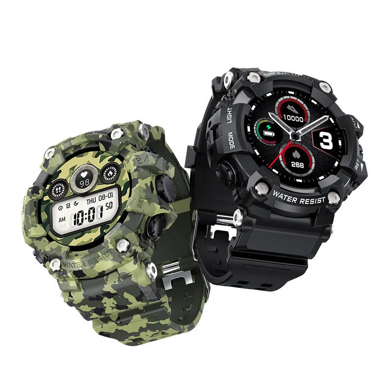 T6 Tactical Smart Watch with 1.3 inch screen on wrist showing Android iOS compatibility