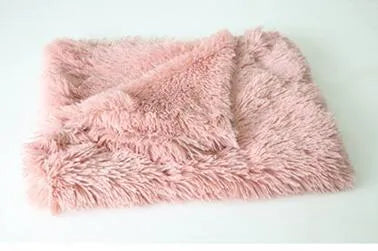 Dark grey wool polyester plush pet blanket shown in L size 100x75cm for dog kennel use