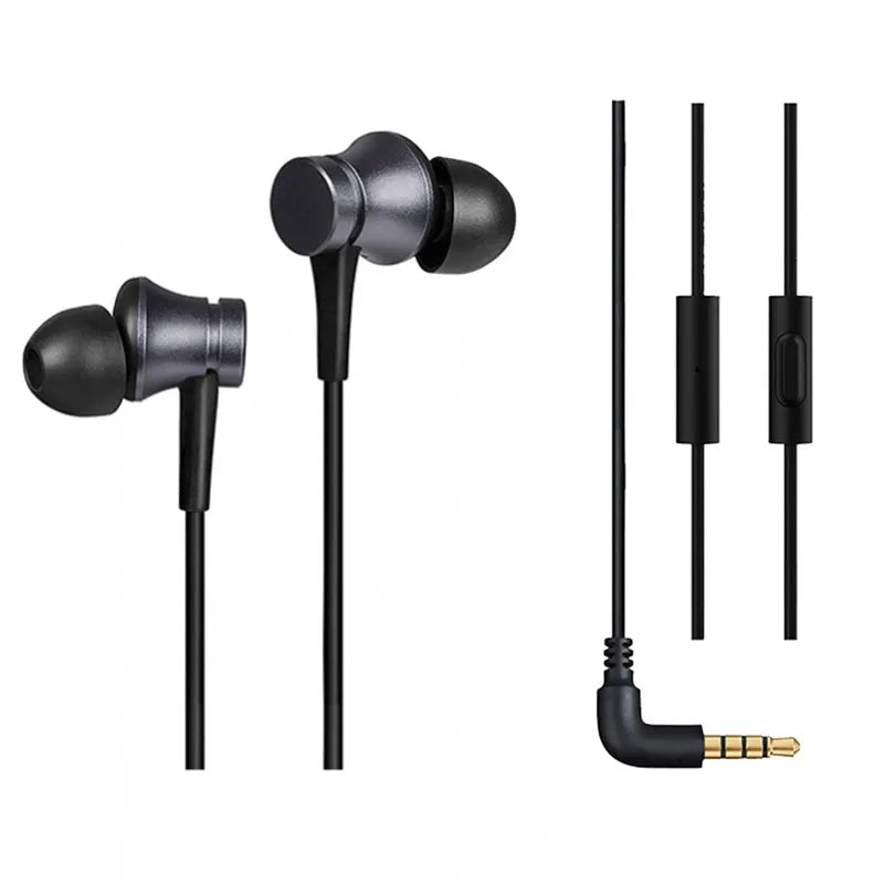 Wired piston in-ear headphones with 3.5mm connector in black blue red colour options