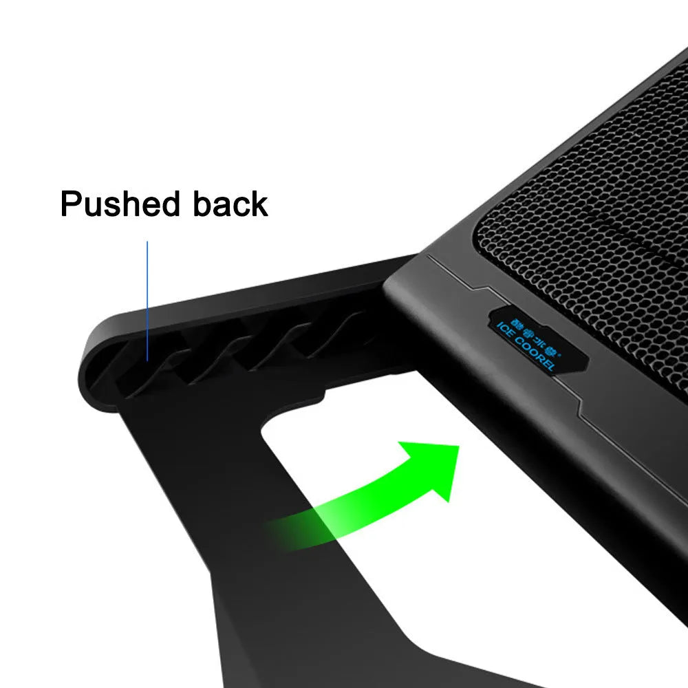 Metal mesh laptop cooling board with LCD speed control display in black colour