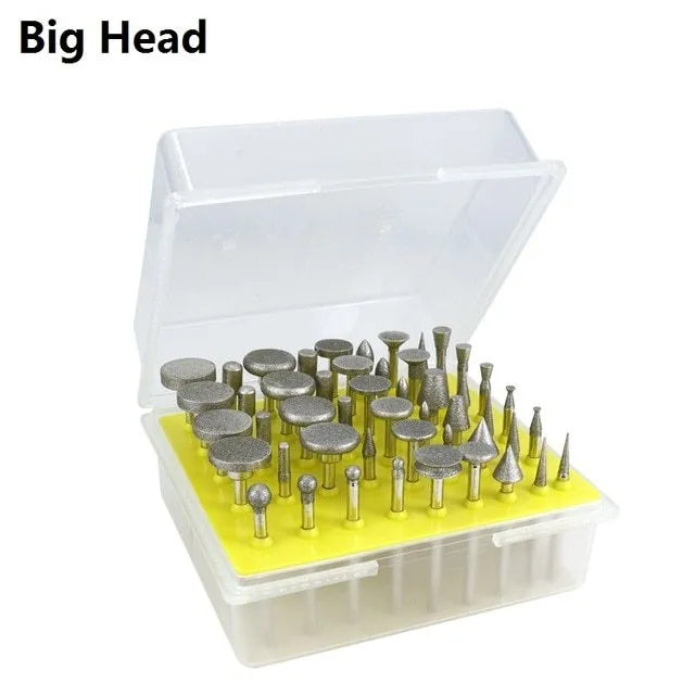Elliptical cone alloy emery grinding heads for glass jade stone polishing with 3mm shank